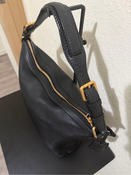 MCM Black Leather Shoulder Hobo with Gold Hardware main image 1